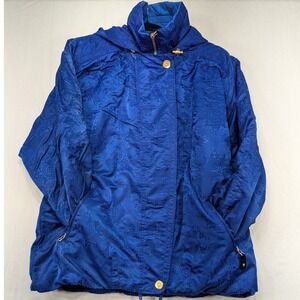 Obermeyer Royal Blue Damask Pattern Hooded Ski Jacket Women's‎ Size 12